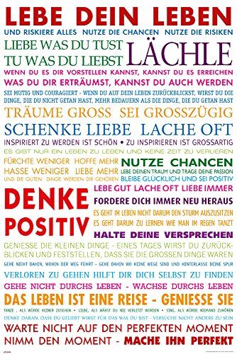 empireposter Motivazionale – Lebe Dein Leben colorato – Dimensioni (cm), ca. Poster 61 x 91,5 cm