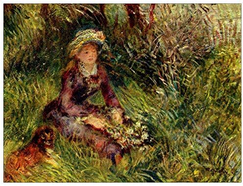 ArtPlaza Renoir Pierre-Auguste Madame Renoir with dog Decorative Panel, Wood MDF, Multicolour, 80x60 Cm