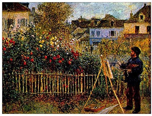 ArtPlaza Monet Claude Monet painting in his garden in Argenteuil Decorative Panel, Wood MDF, Multicolour, 80x60 Cm