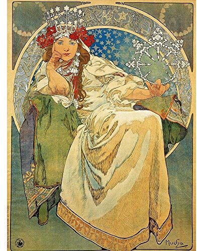 Wee Blue Coo Alphonse Mucha Princess Hyacinth 1911 Old Master Painting Art Print Poster Wall Decor 12X16 Inch