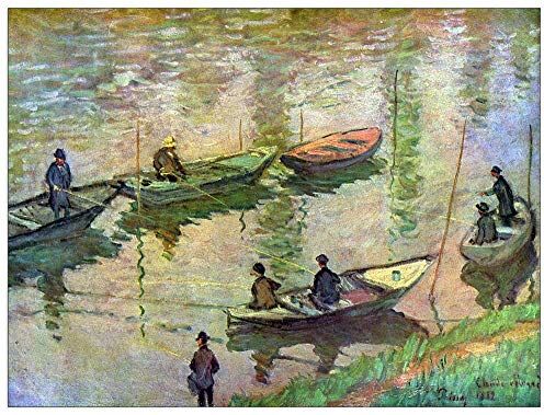 ArtPlaza Monet Claude Fishermen on the Seine at Poissy II Decorative Panel, Wood MDF, Multicolour, 120x90 Cm