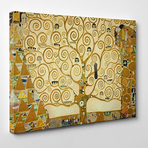 Conkrea Quadro su Tela Canvas INTELAIATO Pronto da Appendere L'Albero della Vita Gustav Klimt Cultura Arte Art Nouveau Stile Liberty 100x150cm Senza Cornice (cod.199)