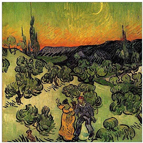 ArtPlaza Van Gogh Vincent-Landscape with Couple Walking And Crescent Moon Pannello Decorativo, Legno MDF, Multicolore, 50 x 50 cm