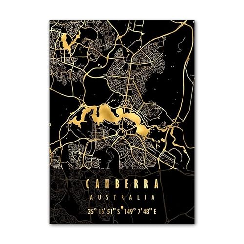 VenoaL Londra Sydney UK Australia City Map Wall Art Canvas dipingendo poster nordici e stampe Decorazioni immagini for la casa del soggiorno (Color : I, Size : 40X50 cm No Framed)