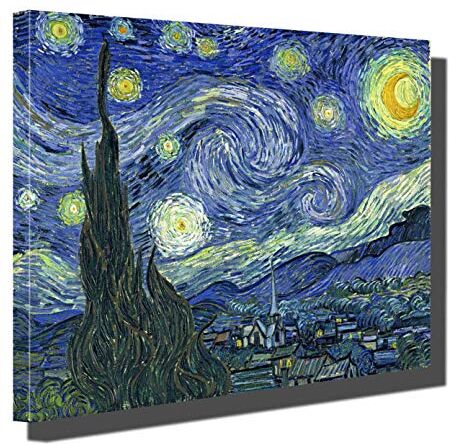 printerland.it Quadro Notte stellata VINCENT VAN GOGH RIPRODUZIONE STAMPA SU TELA Quadri Moderni Arte Moderno Astratto Cucina Soggiorno Camera da letto (70x100 cm)