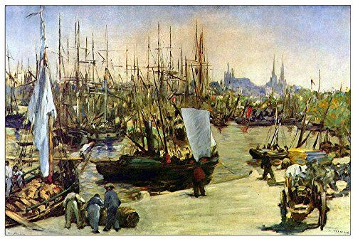 ArtPlaza Manet Édouard Port of Bordeaux Pannello Decorativo, Legno, Multicolore, 90x60 cm