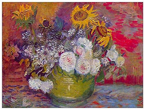 ArtPlaza Van Gogh Vincent Still-life with roses and sunflowers Decorative Panel, Wood MDF, Multicolour, 80x60 Cm