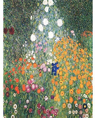 Wee Blue Coo Gustav Klimt Flower Garden 1907 Old Master Painting Art Print Poster Wall Decor 12X16 Inch