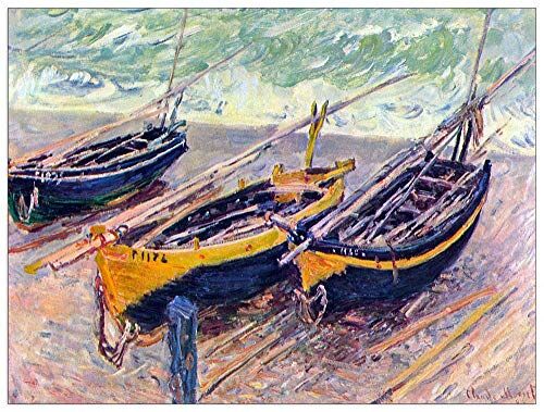 ArtPlaza Monet Claude Dock of Étretat (three fishing boats) Decorative Panel, Wood MDF, Multicolour, 120x90 Cm