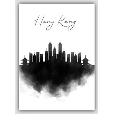 ARTZE Wall Art Hong Kong Stampa con skyline ad acquerello, 30 cm di larghezza x 40 cm di altezza ARTZE Wall Art Hong Kong Stampa con skyline ad acquerello, 30 cm di larghezza x 40 cm di altezza