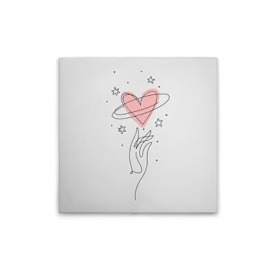 A.S. Création WTD Stampa su tela Oneliner, motivo: cuori con mano, colore: bianco, rosa, 50 x 50 cm A.S. Création WTD Stampa su tela Oneliner, motivo: cuori con mano, colore: bianco, rosa, 50 x 50 cm