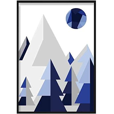 ARTZE Wall Art Poster geometrico in poliforesta, 30 cm di larghezza x 40 cm di altezza, blu navy/grigio ARTZE Wall Art Poster geometrico in poliforesta, 30 cm di larghezza x 40 cm di altezza, blu navy/grigio