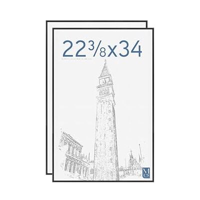 MCS Cornice per Poster Original 56,8 x 86,4 cm, Cornice Nera Leggera, Fissaggio a Parete Verticale e Orizzontale, Grande Cornice per Foto, Poster e Opere d'Arte (Confezione da 2) MCS Cornice per Poster Original 56,8 x 86,4 cm, Cornice Nera Leggera, Fissaggio a Parete Verticale e Orizzontale, Grande Cornice per Foto, Poster e Opere d'Arte (Confezione da 2)