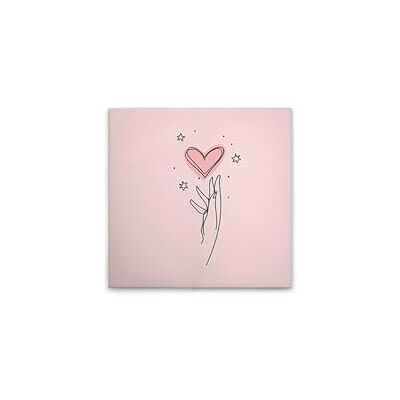 A.S. Création WTD Stampa su tela Oneliner, motivo: cuori con mano, colore: rosa, nero, 40 x 40 cm A.S. Création WTD Stampa su tela Oneliner, motivo: cuori con mano, colore: rosa, nero, 40 x 40 cm