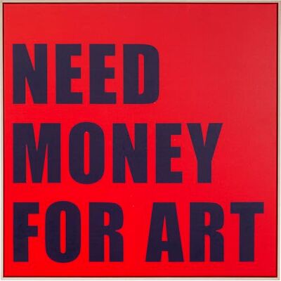 KARE Design Quadro con cornice Need Money, rosso/blu, tela con frase, stampa con scritta, stile pop art, industrial, minimalsita, 80x80 cm KARE Design Quadro con cornice Need Money, rosso/blu, tela con frase, stampa con scritta, stile pop art, industrial, minimalsita, 80x80 cm