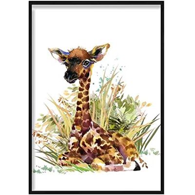 ARTZE Wall Art Baby Giraffe Poster ad acquerello, 50 cm di larghezza x 70 cm di altezza ARTZE Wall Art Baby Giraffe Poster ad acquerello, 50 cm di larghezza x 70 cm di altezza