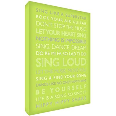 ART -Tela con Gallery Wrapped con pannello frontale, 60 x 40 x 4 cm, misura grande, colore: verde Lime, Sing Loud) ART -Tela con Gallery Wrapped con pannello frontale, 60 x 40 x 4 cm, misura grande, colore: verde Lime, Sing Loud)