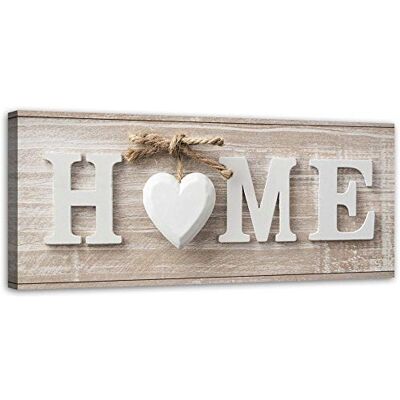 Feeby Quadro Stampa Moderna iscrizione casa 120x40 cm Foto su Tela cuore su stringa beige Feeby Quadro Stampa Moderna iscrizione casa 120x40 cm Foto su Tela cuore su stringa beige