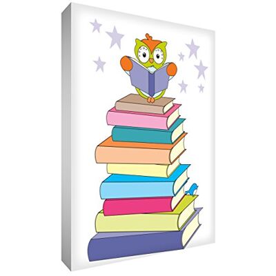 Little Helper Stampa su tela, motivo: Feel Good Art l'Intelligent Monsieur Gufo sul suo Montagne di Libri 24 x 36 cm Little Helper Stampa su tela, motivo: Feel Good Art l'Intelligent Monsieur Gufo sul suo Montagne di Libri 24 x 36 cm
