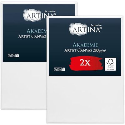 Artina Set da 2 Tela per Dipingere 100% Cotone Telaio in Legno FSC® Canvas 50x70cm bianca canvas tele per pittura non si deforma Certificato deforma quadri Akademie Artina Set da 2 Tela per Dipingere 100% Cotone Telaio in Legno FSC® Canvas 50x70cm bianca canvas tele per pittura non si deforma Certificato deforma quadri Akademie