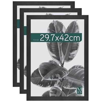 MCS Cornice per Foto Studio Gallery A3, Aspetto Legno Nero, Legno MDF, Fissaggio a Parete Verticale e Orizzontale, Cornice per Foto per Foto e Opere d'Arte (Confezione da 3) MCS Cornice per Foto Studio Gallery A3, Aspetto Legno Nero, Legno MDF, Fissaggio a Parete Verticale e Orizzontale, Cornice per Foto per Foto e Opere d'Arte (Confezione da 3)
