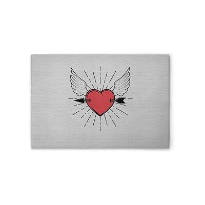 A.S. Création Stampa su tela, motivo: cuore, in grigio, rosso, 75 x 50 cm A.S. Création Stampa su tela, motivo: cuore, in grigio, rosso, 75 x 50 cm