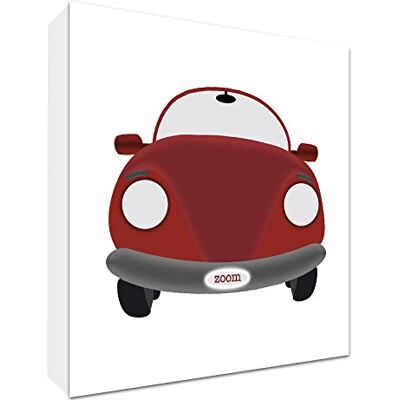 -Tela su cornice Art a muro in stile moderno, illustrativi sportiva auto d'epoca, colore: rosso/bianco, 38 x 38 x 4 cm, colore: grigio medio -Tela su cornice Art a muro in stile moderno, illustrativi sportiva auto d'epoca, colore: rosso/bianco, 38 x 38 x 4 cm, colore: grigio medio