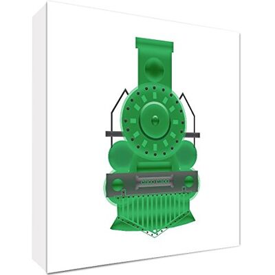 ART tela su quadro con Front solido in stile di illustrazione moderno treno d' epoca verde/bianco 14,8 x 21 x 2 cm grande ART tela su quadro con Front solido in stile di illustrazione moderno treno d' epoca verde/bianco 14,8 x 21 x 2 cm grande