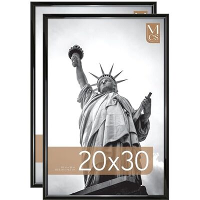 MCS Cornice per Poster Trendsetter 50,8 x 76,2 cm, Cornice Nera ad Alta Densità, Fissaggio a Parete Verticale e Orizzontale, Grande Cornice per Foto per Foto, Poster e Opere d'Arte (Confezione da 2) MCS Cornice per Poster Trendsetter 50,8 x 76,2 cm, Cornice Nera ad Alta Densità, Fissaggio a Parete Verticale e Orizzontale, Grande Cornice per Foto per Foto, Poster e Opere d'Arte (Confezione da 2)