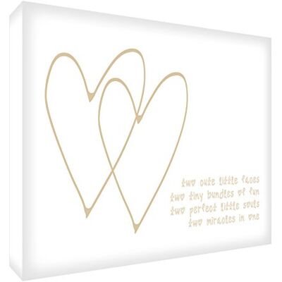 ART Gallery Twins Scatola di tela per neonato, regalo per battesimo (60 x 40 x 4 cm, grande, colore: beige ART Gallery Twins Scatola di tela per neonato, regalo per battesimo (60 x 40 x 4 cm, grande, colore: beige