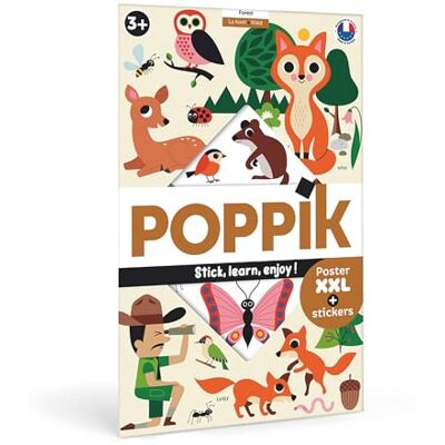 POPPIK Poster Adesivo Foresta interattivo con Adesivi, Poster di Animali multilingue per Bambini dai 3 Anni in su, 68 x 100 cm POPPIK Poster Adesivo Foresta interattivo con Adesivi, Poster di Animali multilingue per Bambini dai 3 Anni in su, 68 x 100 cm