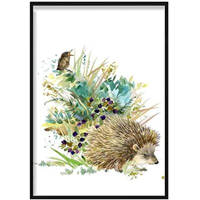 ARTZE Wall Art Baby Hedgehog Poster acquerello, 40 x 50 cm ARTZE Wall Art Baby Hedgehog Poster acquerello, 40 x 50 cm