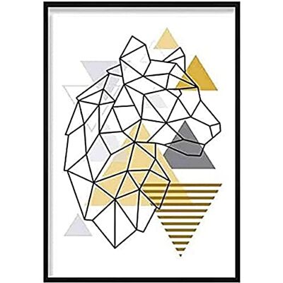 ARTZE Wall Art Poster geometrico scandinavo con testa di tigre che guarda a destra, 50 cm di larghezza x 70 cm di altezza, giallo/grigio ARTZE Wall Art Poster geometrico scandinavo con testa di tigre che guarda a destra, 50 cm di larghezza x 70 cm di altezza, giallo/grigio