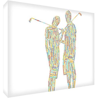 ART Gallery Tela con motivo a coppia di golf, 90 x 60 x 4 cm, XL, multicolore ART Gallery Tela con motivo a coppia di golf, 90 x 60 x 4 cm, XL, multicolore