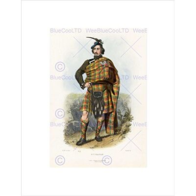 Wee Blue Coo Painting Ritratto Highland Clan Scozia Tartan Buchanan Stampa artistica da parete Wee Blue Coo Painting Ritratto Highland Clan Scozia Tartan Buchanan Stampa artistica da parete