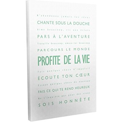 ART Stampa su tela, motivo: profilo della vita, stile moderno/tipografico, dimensioni: 91 x 60 cm, colore: Verde pallido/Bianco ART Stampa su tela, motivo: profilo della vita, stile moderno/tipografico, dimensioni: 91 x 60 cm, colore: Verde pallido/Bianco