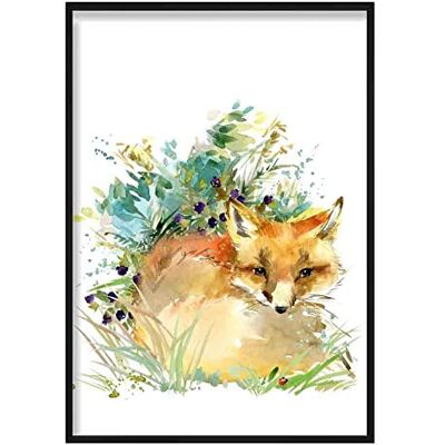 ARTZE Wall Art Baby Fox Poster acquerello, 40 x 50 cm ARTZE Wall Art Baby Fox Poster acquerello, 40 x 50 cm