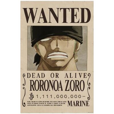 SD TOYS Poster decorativo 3D Wanted Zoro Egghead di One Piece Fogli decorazione parete Misure 58 x 38 cm SD TOYS Poster decorativo 3D Wanted Zoro Egghead di One Piece Fogli decorazione parete Misure 58 x 38 cm