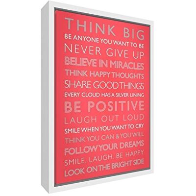 Stampa Artistica Essere Positivo Stampa su Tela con Telaio in Legno Massiccio Bianco Surround, Colore: Corallo/Arancio, 64 x 44 x 3 cm, Grande Stampa Artistica Essere Positivo Stampa su Tela con Telaio in Legno Massiccio Bianco Surround, Colore: Corallo/Arancio, 64 x 44 x 3 cm, Grande