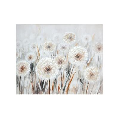 Gilde Quadro grande XL su tela 100 x 80 cm – fiori di leone grigio crema Gilde Quadro grande XL su tela 100 x 80 cm – fiori di leone grigio crema