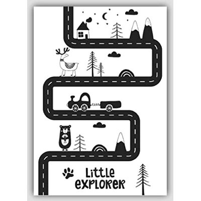 ARTZE Wall Art Little Explorer Poster scandinavo in bianco e nero, 21 cm di larghezza x 30 cm di altezza ARTZE Wall Art Little Explorer Poster scandinavo in bianco e nero, 21 cm di larghezza x 30 cm di altezza