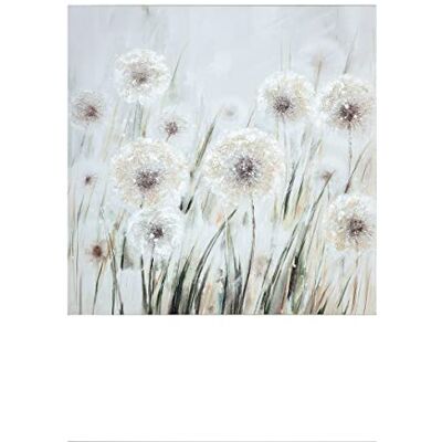 Gilde Grande quadro quadrato, misura XL, 90 x 90 cm, motivo: soffi di prato, dipinto a mano su tela su telaio, bianco crema Gilde Grande quadro quadrato, misura XL, 90 x 90 cm, motivo: soffi di prato, dipinto a mano su tela su telaio, bianco crema