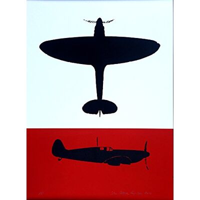ART Spitfire Silhouette Senza Stampa Grande, Realizzato a Mano, in Cotone, Colore: Rosso ART Spitfire Silhouette Senza Stampa Grande, Realizzato a Mano, in Cotone, Colore: Rosso