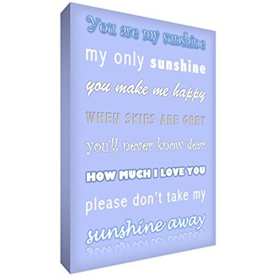 Little Helper Feel Good Art Quadro da parete, in tela con scritta You are my sunshine, 30 x 20 cm, colore: Blu Little Helper Feel Good Art Quadro da parete, in tela con scritta You are my sunshine, 30 x 20 cm, colore: Blu