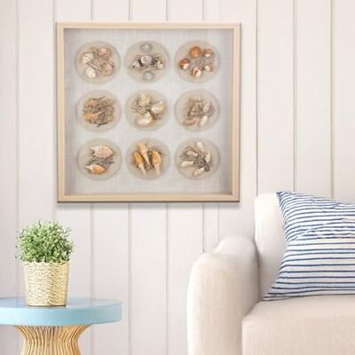 Gilde Quadro Beachhouse quadrato con conchiglia MDF, naturale, strutturato, 60 x 60 x 7 cm Gilde Quadro Beachhouse quadrato con conchiglia MDF, naturale, strutturato, 60 x 60 x 7 cm