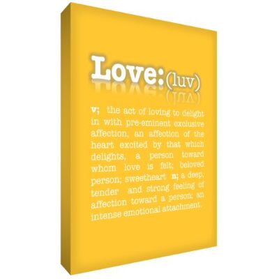 ART Stampa su Tela, Scritta in calligrafie Diverse, Motivo: Pagina vocabolario Inglese con Descrizione dell'amore, 40,64 x 60,96 cm, Giallo (Gelb) ART Stampa su Tela, Scritta in calligrafie Diverse, Motivo: Pagina vocabolario Inglese con Descrizione dell'amore, 40,64 x 60,96 cm, Giallo (Gelb)