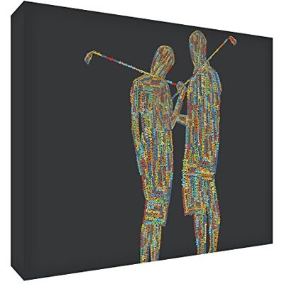ART Gallery Tela con motivo a coppie di golf, 30 x 20 x 4 cm, piccola, multicolore su nero) ART Gallery Tela con motivo a coppie di golf, 30 x 20 x 4 cm, piccola, multicolore su nero)