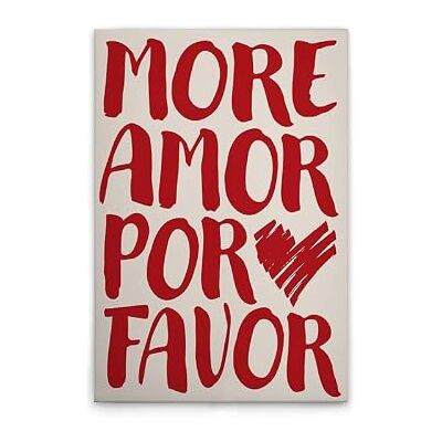 A.S. Création WTD Stampa su tela, motivo: More Amor por Favor, colore: beige, rosso, 60 x 90 cm A.S. Création WTD Stampa su tela, motivo: More Amor por Favor, colore: beige, rosso, 60 x 90 cm