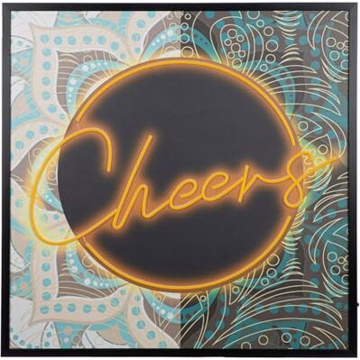 Gilde Quadro a LED Cheers – Tela – Quadrato – Altezza 83 cm x larghezza 83 cm – Blu arancione nero – Scritta Design Gilde Quadro a LED Cheers – Tela – Quadrato – Altezza 83 cm x larghezza 83 cm – Blu arancione nero – Scritta Design