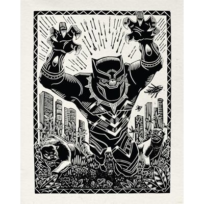 Komar Quadro da parete Marvel Black Panther Lino-Cut Charge – Dimensioni 40 x 50 cm – Camera dei bambini, decorazione da parete Komar Quadro da parete Marvel Black Panther Lino-Cut Charge – Dimensioni 40 x 50 cm – Camera dei bambini, decorazione da parete